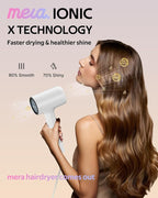Professional Hair Dryer with Diffuser (Mera ProMax Ionic-X) - Fast Drying, Anti-Static Blowdryer Full Tool Set for Women & Stylists, 1-Button Cooling Mode, cUL Certified, Self-Cleaning, LED Screen