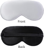 2-Pack 100% Real Natural Silk Eye Mask, Silk Sleeping Mask, Shade Puffy Eye Gift with Adjustable Straps, Sleep Eye Mask, SHJINJU Eye Mask Shade (Black and Light Grey)