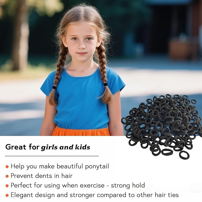 Mini Small Hair Ties All Hair Types Seamless Hair Ponies Elastics Ponytail Holders Hair Scrunchies Hair Accessories Baby Girls Kid Children 200 pcs
