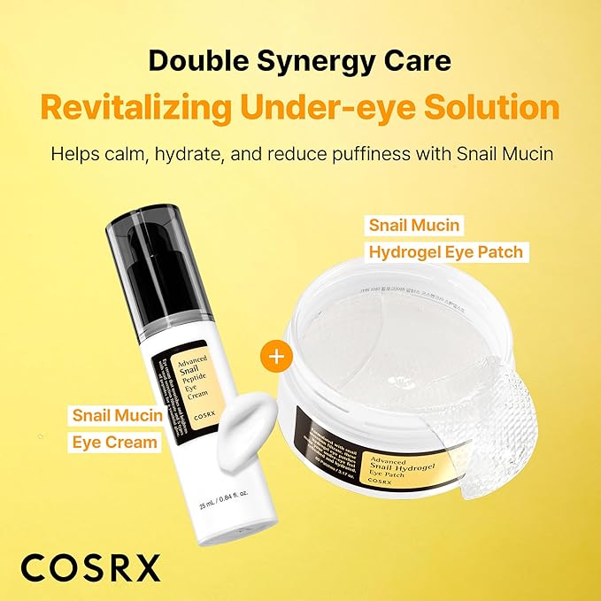 COSRX Advanced Snail Hydrogel Eye Patch (60pc), Gel Serum Mask, Puffy Undereye Treament, Fine Lines, Refresh, Hydrate, Korean Skin Care, Stocking Stuffers for Women