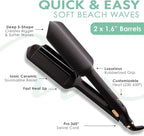 MINT Double Barrel Mermaid Hair Waver for Long Hair | Ionic Deep Waver Tool Creates Volume & Large Beach Waves | Wave Crimper Tool | Waving Iron with Adjustable Temperature