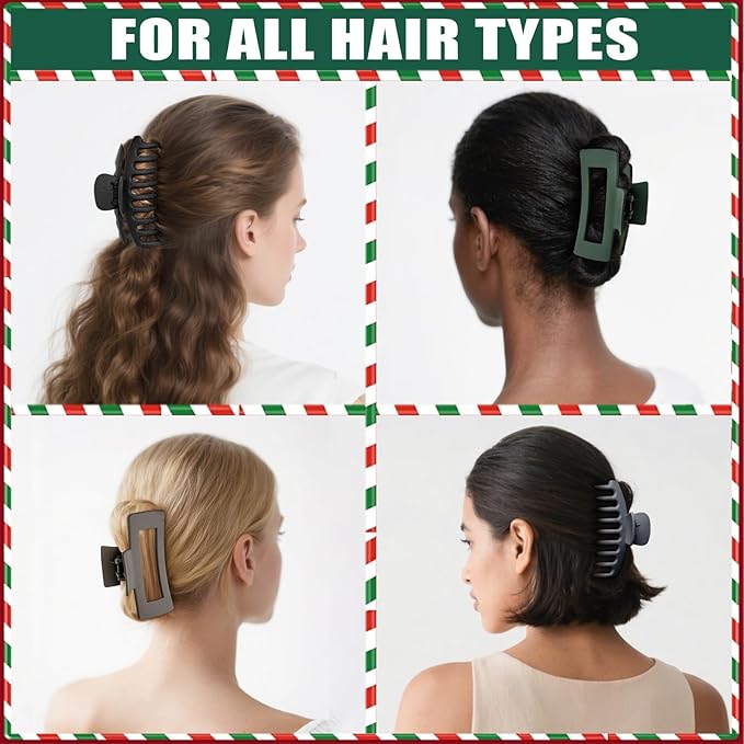 TOCESS 8 Pack Big Hair Claw Clips for Women Large Claw Clip for Thin Thick Curly Hair 90's Strong Hold 4.33 Inch Nonslip Neutral Matte Hair Clips