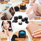 24 Pack 4 Oz Plastic Containers with black Lids, Empty BPA Free and Refillable Cosmetic Jars Travel Containers for Creams, Lotion, Bath Salts, Sugar Scrub, Slime, Lip Scrub, Makeup