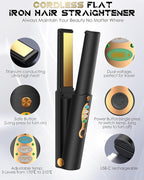 Portable Titanium Cordless Hair Straightener for Edges Bangs, Heat Up in Seconds & Lasts Up to 50 Minutes & USB C Rechargeable, Dual Voltage Mini Travel Flat Iron Hair Straightening-Not for Thick Hair