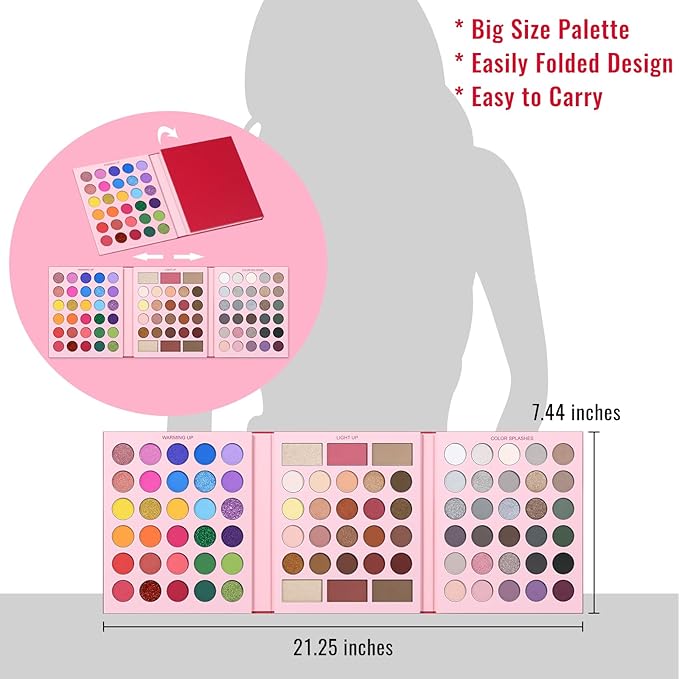 UCANBE Pretty All Set Eyeshadow Palette Pro 86 Colors Holiday Makeup Kit, Matte Shimmer Glitter Eye Shadows Highlighter Blush Contour All-in-One Make Up Pallet Christmas Valentines Gift Set