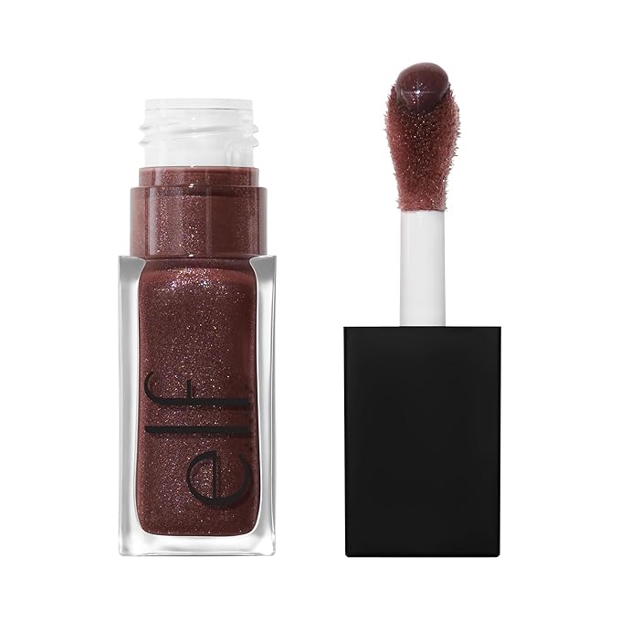 e.l.f. Glow Reviver Plumping Lip Oil, Tinted Lip Plumper For A High-Shine, Plump Finish, Infused With Jojoba Oil, Vegan & Cruelty-Free, Espresso Tonic