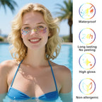 8 Pcs Holographic Multicolor Glitter Freckles Face Tattoo, Glow Up Cosmetic Glitter for Face, Sparkle Makeup Patches, Waterproof Face Speckles for Christmas (8PcsG Holographic Multicolor)