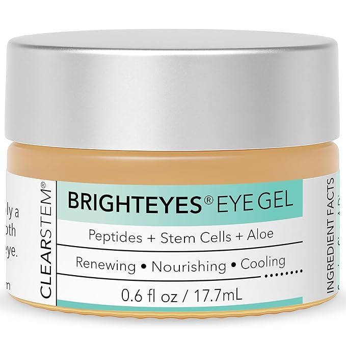 CLEARSTEM - BRIGHTEYES - Eye Gel - Nourishing Eye Cream - Cooling Gel - Stem Cells Blend - Peptides, Collagen, Aloe Vera - Gluten Free - Beauty, Self Care, Skin Care - 0.6 fl oz