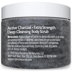 Exfoliating Charcoal Scrub with Collagen & Stem Cells – Salt Scrub for Body Toning, Cellulite, Armpit Detox, and Skin Smoothing for Face, Feet, and Body by M3 Naturals.
