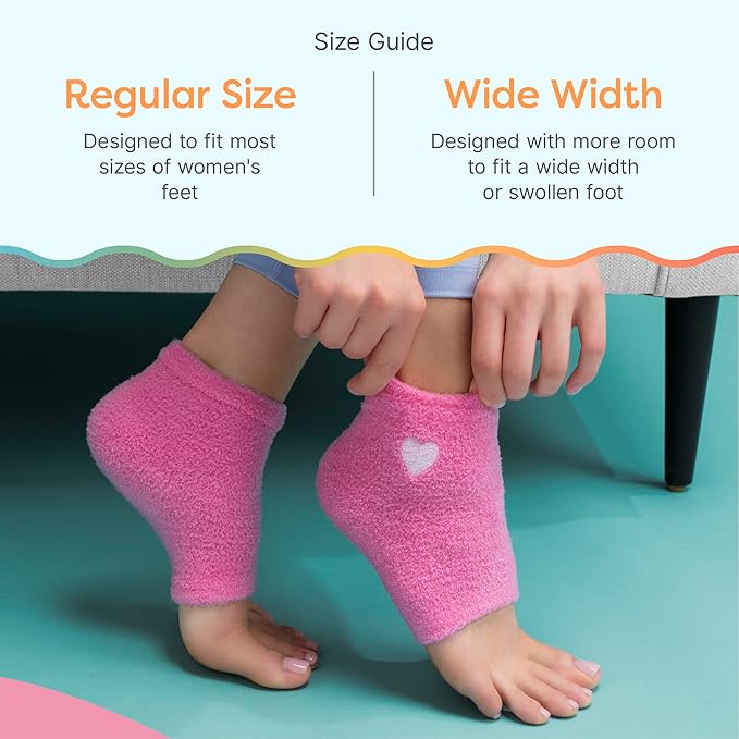 ZenToes Moisturizing Socks for Cracked Heel Treatment, Vitamin E, Olive Oil and Jojoba Oil Heel Socks, Stocking Stuffers for Women, Spa Self Care Gifts for Women (Pink with White Heart, Regular)