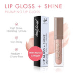 Beauty For Real Lip Gloss + Shine, Starlust - Champagne Pink Metallic - Non-Sticky Plumping & Hydrating Gloss - Light & Mirror In Cap - Contains Marine Collagen - 0.15 fl oz
