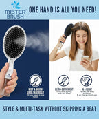 2-in-1 Hairbrush Mister – Innovative Hair Mist & Brushing Tool for Wet & Dry Hair Styling – No-Tangle Bristles, Convenient Water Reservoir, Easy-to-Use (White)