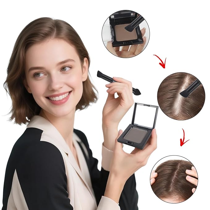 VOLLUCK Root Touch up Powder, Long-lasting Gray Hair Cover up Powder for All Hair Types, Waterproof for Women and Men (Light-Brown, 0.42 0unce)