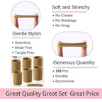 LuSeren 120 Pcs No Damage Hair Ties for Thick Hair, Large Soft Seamless Nylon Hair Elastics for Women, Ponytail Holders, Hair Accessories – Light Brown