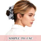 2Pcs Big Organza Hair Scrunchies for Women, Fashion Dot Printed No Crease Hair Ties for Thin Thick Hair,Soft Hair Bands No Damage for Girls, Ideal Gifts for Women (Set 12)