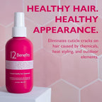 12 Benefits Leave-In Conditioner Spray – Instant Healthy Hair Treatment, Anti-Frizz, Detangles, Strengthens & Repairs, Heat Protection with Quaternium 39 & Silk Fibre Protein, 6 Fl Oz