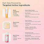 Butt Acne Clearing Set: Butt Acne Lotion + Acne Soap + Body Acne Scrub for Breakouts on Butt, Thighs, Back & Chest, KP Bumps, Clogged Pores & Rough Buttocks – Exfoliate, Cleanse & Smooth