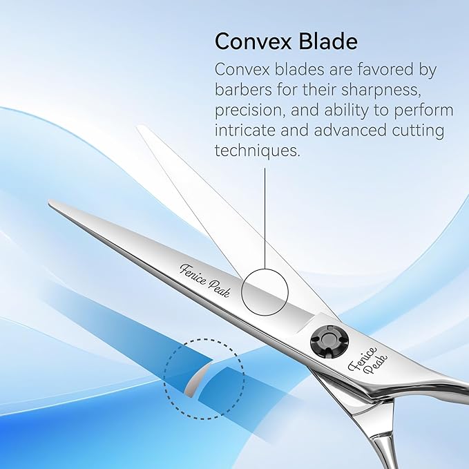 Fenice Peak CNC Professional Hair Cutting Scissors 6.0 Inch Sharp Convex Blade Barber Shears Made of VG10 Japanese Stainless Steel with Adjustment Screw for Salon Hairdressing and Home User