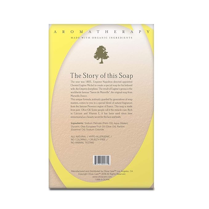 Olivia Care Bath & Body Bar Verbena Soap 4 Pack Gift Box Organic, Vegan & Natural Contains Olive Oil Repairs, Hydrates, Moisturizes & Deep Cleans Good for Sensitive Dry Skin Made in USA