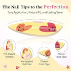 16 Sizes Press on Nails Kit for Kids - 32 Pieces French Almond Fake Nail Tips for Girls 8-12 Years Old with Jelly Nail Adhesives & No-Lamp Nail Glue, Birthday Christmas Gifts (Happy Smile)