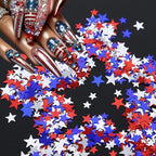 12 Grid July 4th Nail Art Glitter Sequins Independence Day Star Nail Decal Gold Glitter Flakes for Women