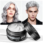 JVR Temporary Silver White Hair Color Wax for Women Men Natural Matte Color Hair Dye Wax, 2 IN1 Girl Boy Hair Styling Mud Washable Disposable Hair Style All Day Hold for Party, Cosplay