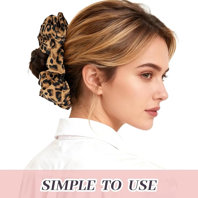 2Pcs Big Leopard Hair Scrunchies for Women, Fashion No Crease Hair Ties for Thin Thick Hair,Soft Hair Bands No Damage for Girls, Ideal Gifts for Women (Set 13)