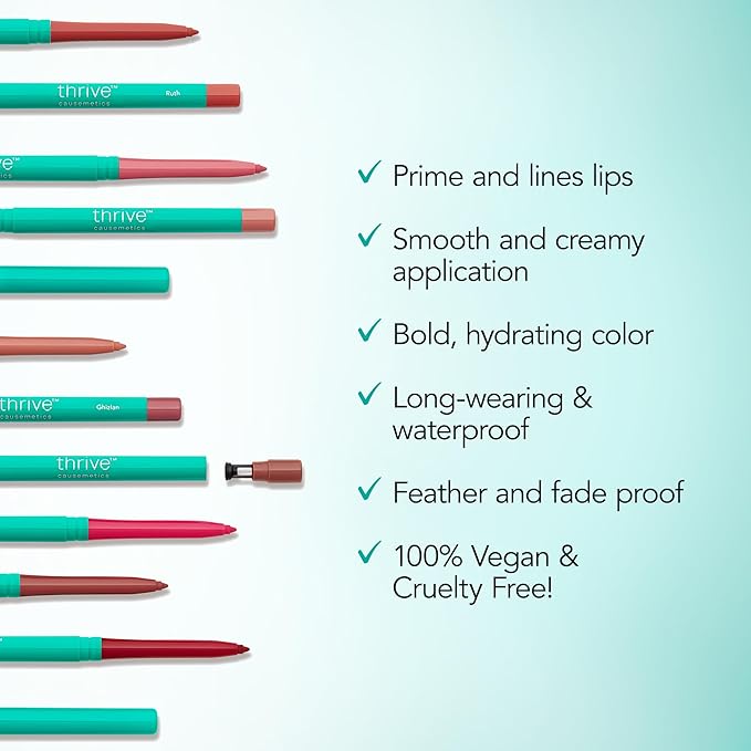Thrive Causemetics Lip Filler Long-Wearing + Plumping Lip Liner, Shea Butter Hydrating Lip Plumper Retractable Lip Liner Pencil, Built In Sharpener, Vegan & Cruelty Free, Monique (Maple)