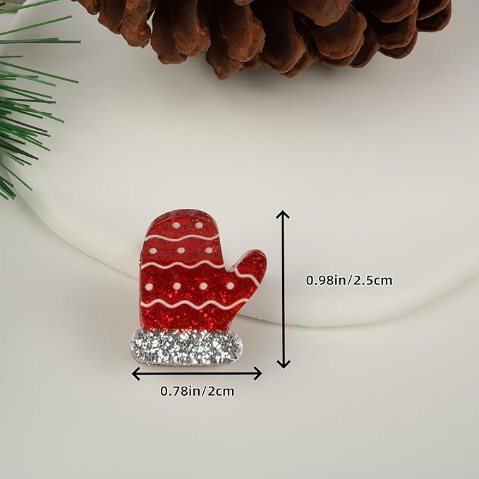 10PCS Mini Christmas Hair Claw Clips for Women-Christmas Tree and Gloves Gingerbread Snowman Stanta Claus Hair Accessories Cute Party Gifts for Girls
