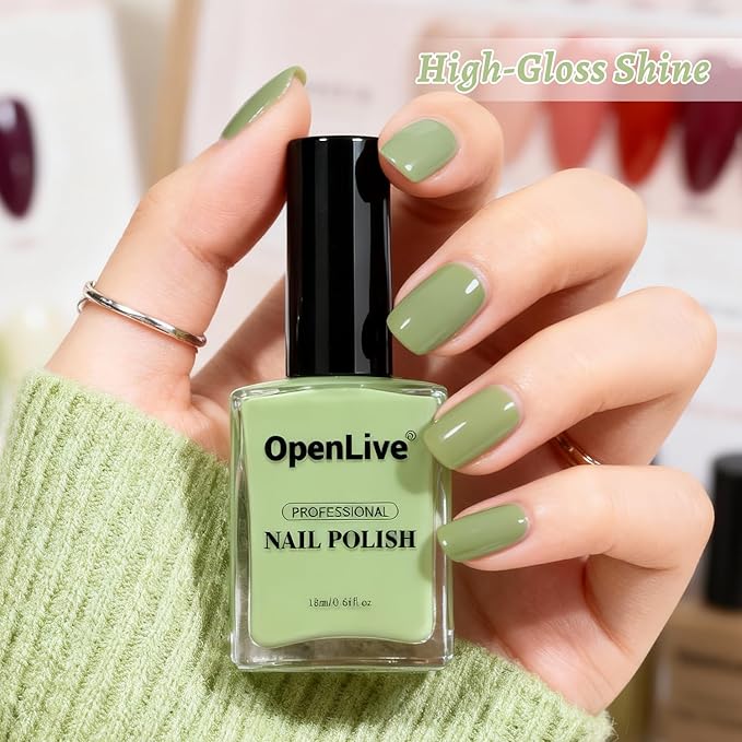18ml Sage Green Nail Polish Large Volume Quick Drying Nail Polish, Fast Drying and Long Lasting Color Nail Art DIY Home Manicure Gift for Women