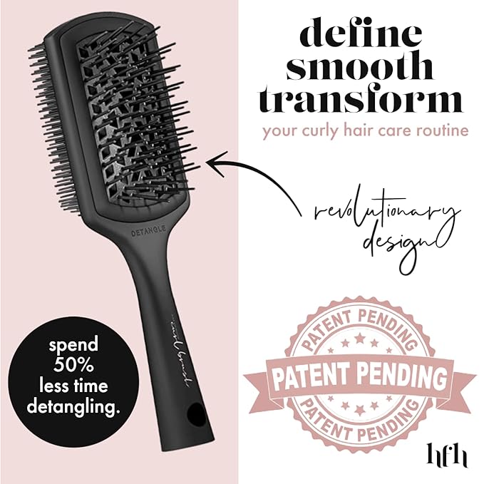 HeatFreeHair High Definition Detangling Brush - Dual-Sided Curl Brush for Black, Natural, Wavy, and Curly Hair - Hair Extension Detangler for Wet/Dry Use