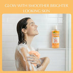 SpaScriptions Turmeric & Vitamin C Body Wash – Brightening Gentle Exfoliation Shower Gel Scrub for Men & Women with Brown Sugar & Hyaluronic Acid for Radiant Glowing Skin, Scented, Paraben Free, 32oz