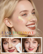 Makeup Patches, Holographic Multichrome Stickers Temporary Face Tattoos, Body Face Glitter for Women Girls, Country Concerts Singer Festival Rave Accessories (iridescent - 10 pcs)