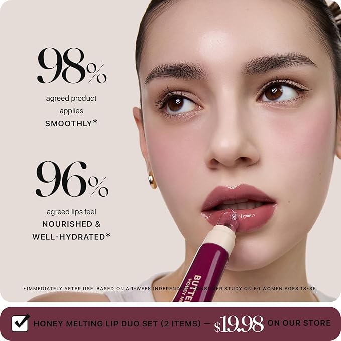 Nature Republic Honey Melting Lip Butter Balm – Moisturizing Tinted Balm with Peptides, for Sheer & Glossy, Smooth & Soft Lips, Stocking Stuffers (BLACK CHERRY)