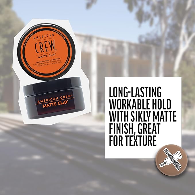 American Crew Men's Hair Matte Clay, Like Hair Gel with Medium/High Hold, Stocking Stuffer for Him, 3 oz