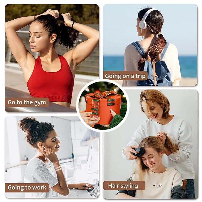 Hair Ties Black 100Count Extra Thick 5CM, Bulk Elastic Hair Bands for Thick Heavy Hair, Seamless Hair Accessories for Girls Women, Ponytail Holder (Black)