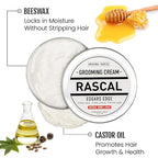 Rascal Original Edgar's Edge Grooming Cream - Hair Cream for Men with Medium Hold & Natural Shine, Mens Hair Conditioning & Styling Solution for All Hair Types, Made with Beeswax & Castor Oil - 3.4 Oz