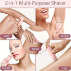 2025 Womens Shaver Dual-Head Bikini Trimmer for Women 2-in-1 Women's Body Shaver USB Charge Waterproof Painless Electric Razors for Silk Skin (Pink)