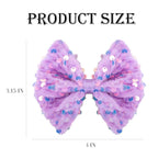 Velvet Sequin Hair Bows Elegant Purple Bow for Women Girls, 4in Glitter Handmade Hair Clips Alligator Clips Ponytail Holder Sparkly Hair Accessories for Christmas, Birthday Party, Wedding