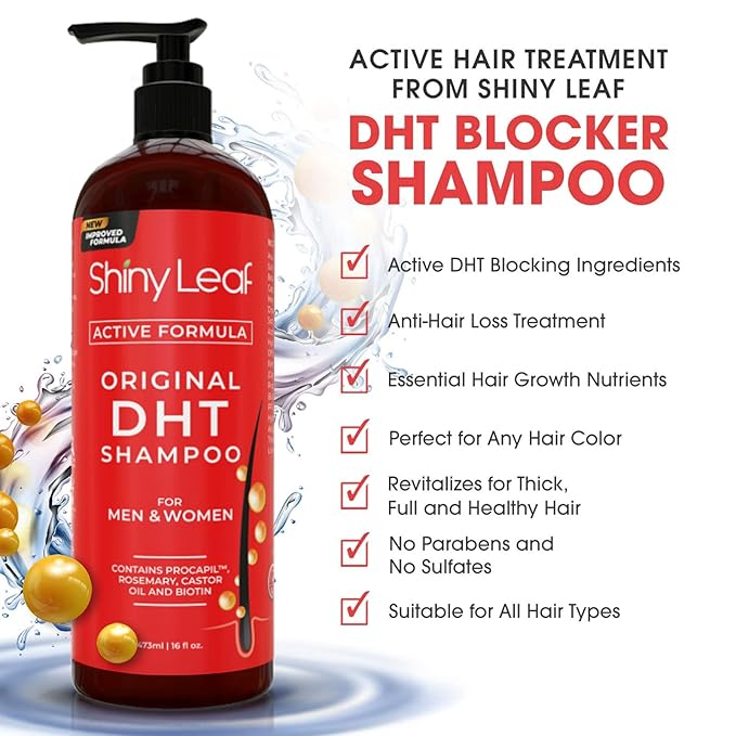 DHT Blocking Shampoo for Hair Growth and Thinning Hair Treatment - Active Natural Formula, Reduces Shedding for Men & Women (2 Pack)
