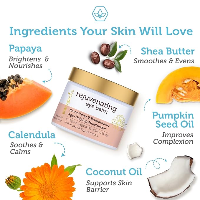 Era Organics Vitamin C Face & Organic Eye Cream – Nourishing Vitamin C Face Cream for Fine Lines, Wrinkles + USDA Organic Eye Balm for Puffiness, Bags – Made in USA, Safe For Sensitive Skin