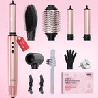 Brightup Dual Voltage Hair Styler - 5 in 1 High Speed Hot Air Styler 1400W Blow Dryer Brush, Negative Ions, Cool Shot Button, Curler, Volumizer, Straighter, No Heat Damage, with Travel Bag