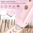 2 in 1 Bikini Trimmer for Women, Dual Head Electric Shaver with LED Display, IPX7 Waterproof Body Pubic Hair Trimmer Rechargeable Womens Electric Razor for Armpit Leg Body Facial Wet & Dry Use