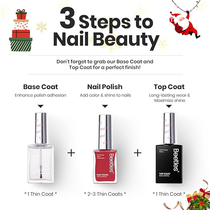 Beetles Red Nail Polish Set Blazing Rose, 6 Colors Dark Red Burgundy Nail Polish Glossy Enhance Nails Quick Dry Fingernail Polish for Nail Art Manicure DIY at Home Christmas Gifts For Women