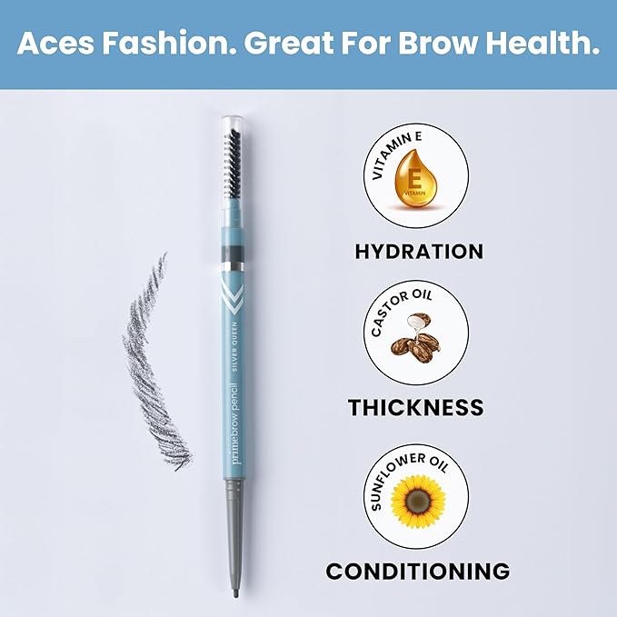 Prime Prometics PrimeBrow Pencil for Mature Women – Ultra-Precise Tip for Natural, Hair-Like Strokes – Smudge-Proof & Long-Lasting Wear – Great for Thinning, Sparse, or Graying Brows (Brunette)