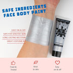 Bowitzki Face and Body Paint 2oz Cream Makeup 60ml Water Based Face Painting Special Effects For Adults Children Kids Halloween Christmas Party Stage Cosplay (Silver)