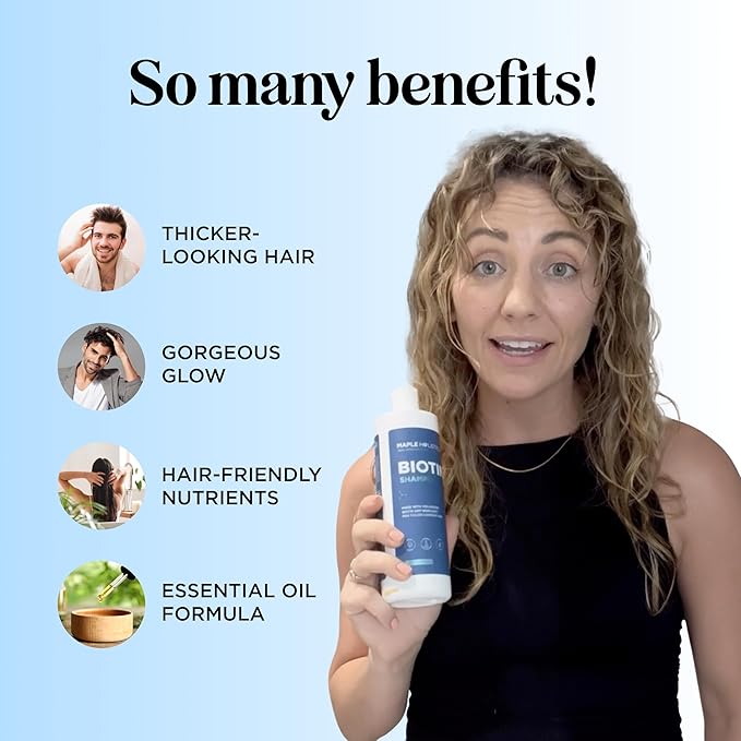 Rosemary and Biotin Shampoo for Thinning Hair - Vegan Volumizing Shampoo for Fine Hair with B Vitamins Argan Oil & Tea Tree Essential Oil - Paraben Silicone and Sulfate Free Vegan Formula (8 Fl Oz)