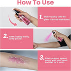 Pink Body Glitter Spray & Glitter Hairspray - Long-Lasting, Ultra-Shiny, Quick-Dry, Waterproof, Non-Clog Nozzle Design for Parties, Dances, Festivals, and Special Events