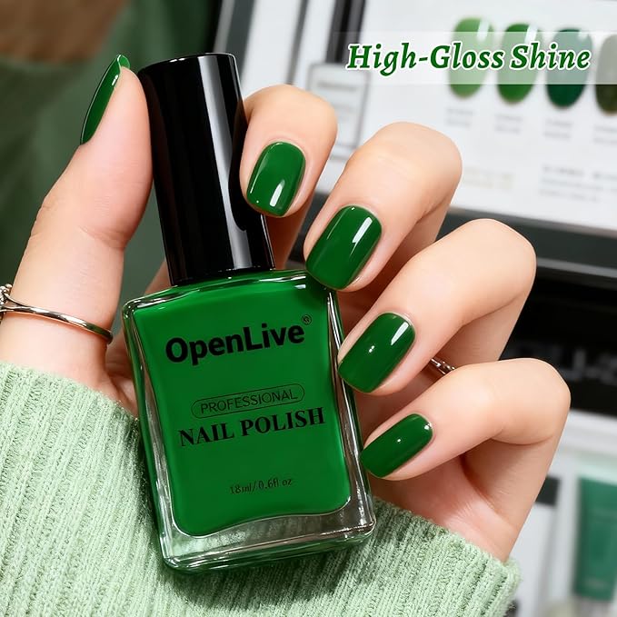 18ml Dark Green Nail Polish Large Volume Quick Dry Nail Polish, Long Lasting Shine, Fingernail Toenail Nail Art DIY Home Travel Nail Art Gift