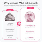 MISF 22 Momme 100% Real Mulberry Silk Bonnet For Sleeping Women, Double Layer Pure Silk Bonnet with Adjustable Elastic Band